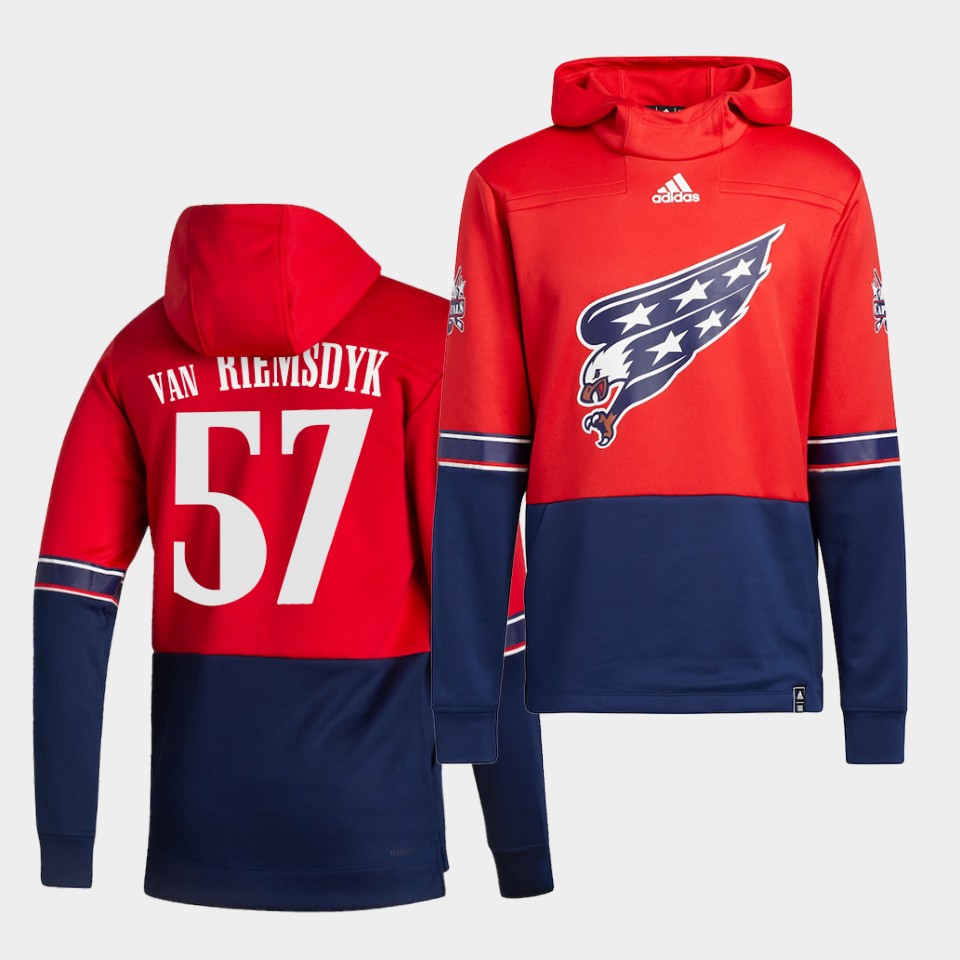 Men Washington Capitals #57 Van riemsdyk Red NHL 2021 Adidas Pullover Hoodie Jersey